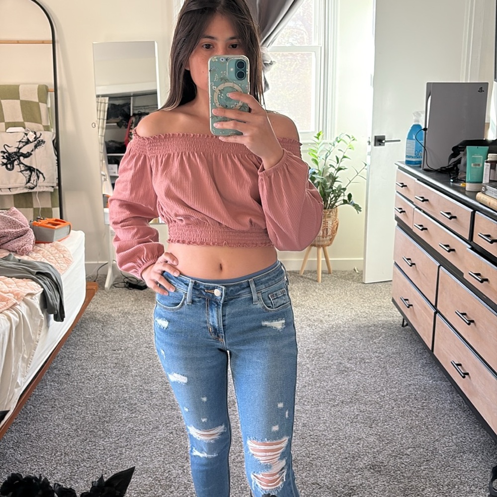 Women's Off-Shoulder Top - Light Pink